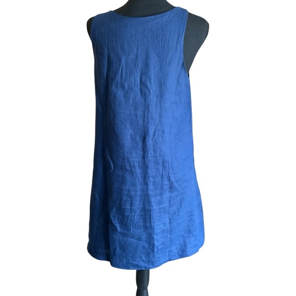 Vineyard Vines Navy Pleated Linen Sleeveless Top Size 6 - Picture 5 of 10